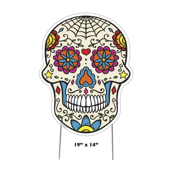 Sugar Skull 1 - Flower Eyes Yard Sign