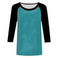 thumbnail image 4 of GEWSEY 3/4 Sleeve Tops for Women Workout Shirts Baseball Style Raglan Tshirts Casual Color Block Tees Comfy Steetwear (Mint Green, M), 4 of 6