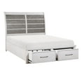 thumbnail image 3 of Classic Antique White and Gray Queen Platform Bed with Footboard Drawers Wooden Furniture 1pc, 3 of 7