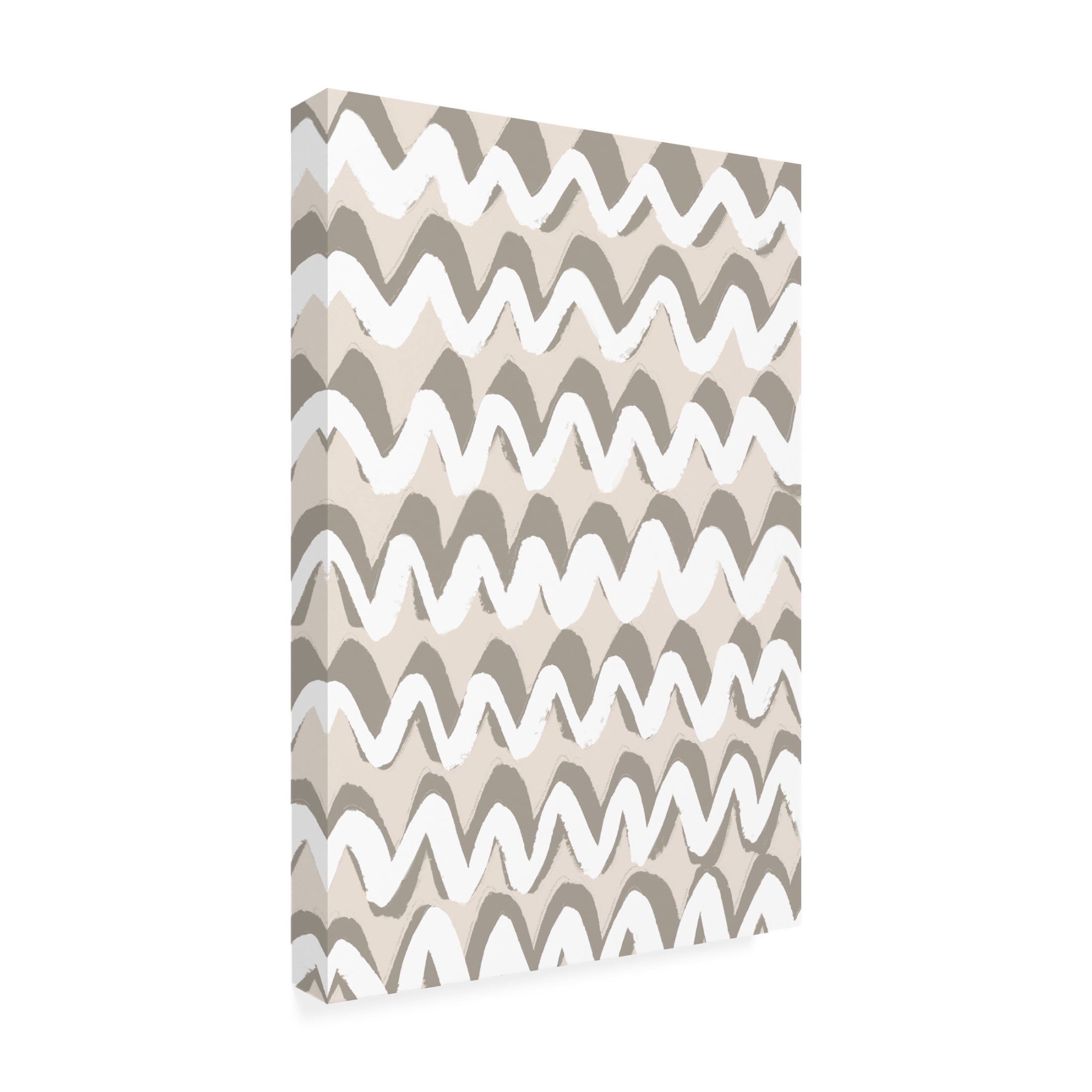 Canvas Wall Art - Treechild 'White and Beige ZigZag Pattern' Wall Art for Living Room, Bedroom, or Office D?cor by Trademark Fine Art - 12 x 19 Inches