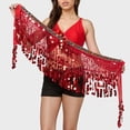 thumbnail image 6 of Women's Sparkly 2Pcs Belly Dance Outfits Sequin Tassel Bra Crop Top with Fringe Hip Scarf Sets Sexy Latin Dress, 6 of 6