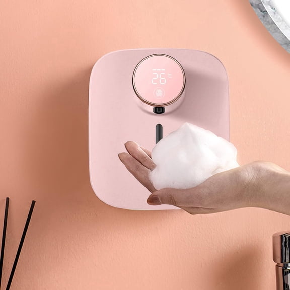 Touchless Automatic Soap Dispenser for Kitchen Sink, Rechargeable Foaming Soap Dispenser with Digital Display, Adjustable Foam Volume & Temperature Monitoring