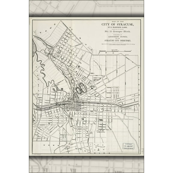 24"x36" Gallery Poster, Map of the city of Syracuse new york 1871
