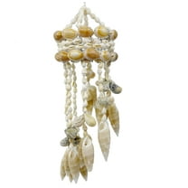 Seashell Windchime Coastal Hanging Décor - Beach Spiral Cascading Shells Wind Chime Indoor Outdoor Patio Garden Gift 10” Small