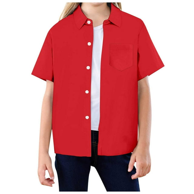 Chemises Boutonnées pour Garçons Chemises d'Uniforme Rouges pour Garçons Tenue Formelle Chemises pour Tout-Petits Garçons 3-4 Ans Mode Garçons Filles