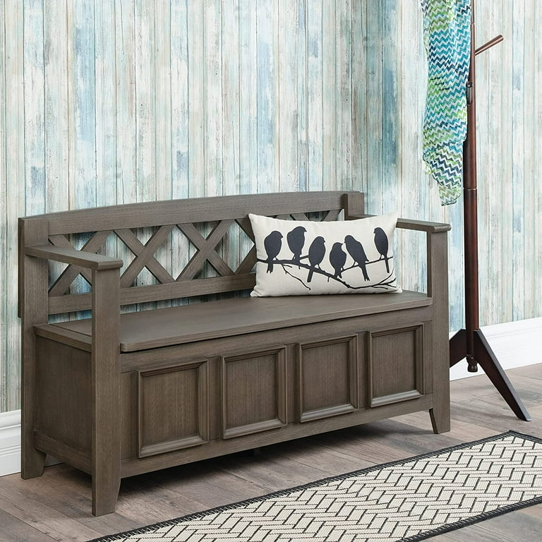 Wyndenhall halifax solid wood 48 inch wide transitional entryway storage bench deals
