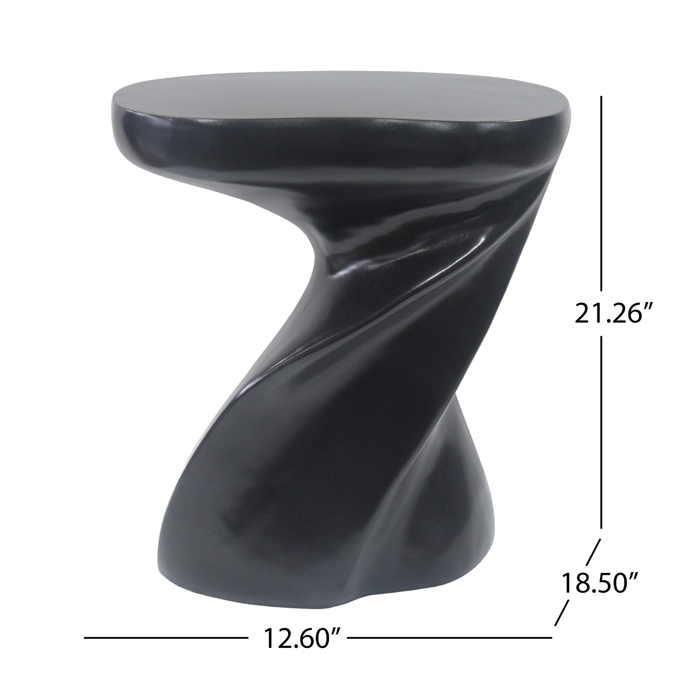 Christopher Knight Home 21"H Twisted Sculptural MGO Lightweight Outdoor Side Table, Black