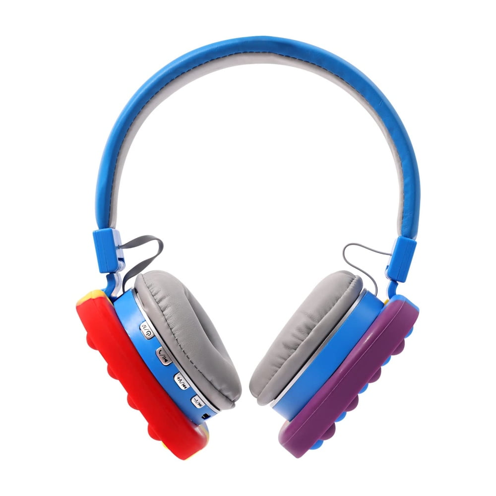 GORTES Fidget Headphones Kids Toy Headset, Wireless Bluetooth Headphone Pop Bubble On-Ear Headphone Fidget Toy Rainbow Color Fidget Headset for Children Adults (Blue)