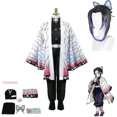 thumbnail image 2 of Disfraz de Cosplay de Anime Demon Slayer Kimetsu No Yaiba Kochou Shinobu, conjunto de peluca, uniforme tipo kimono, disfraces de Halloween para adultos y niños, 2 of 5