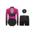 thumbnail image 2 of Miutii Gymnastics Leotard for Girls Long Sleeve Sparkly Dance Biketard Bodysuit with Shorts Hairband Ballet Tumbling Outfit Hot Pink 10, 2 of 3