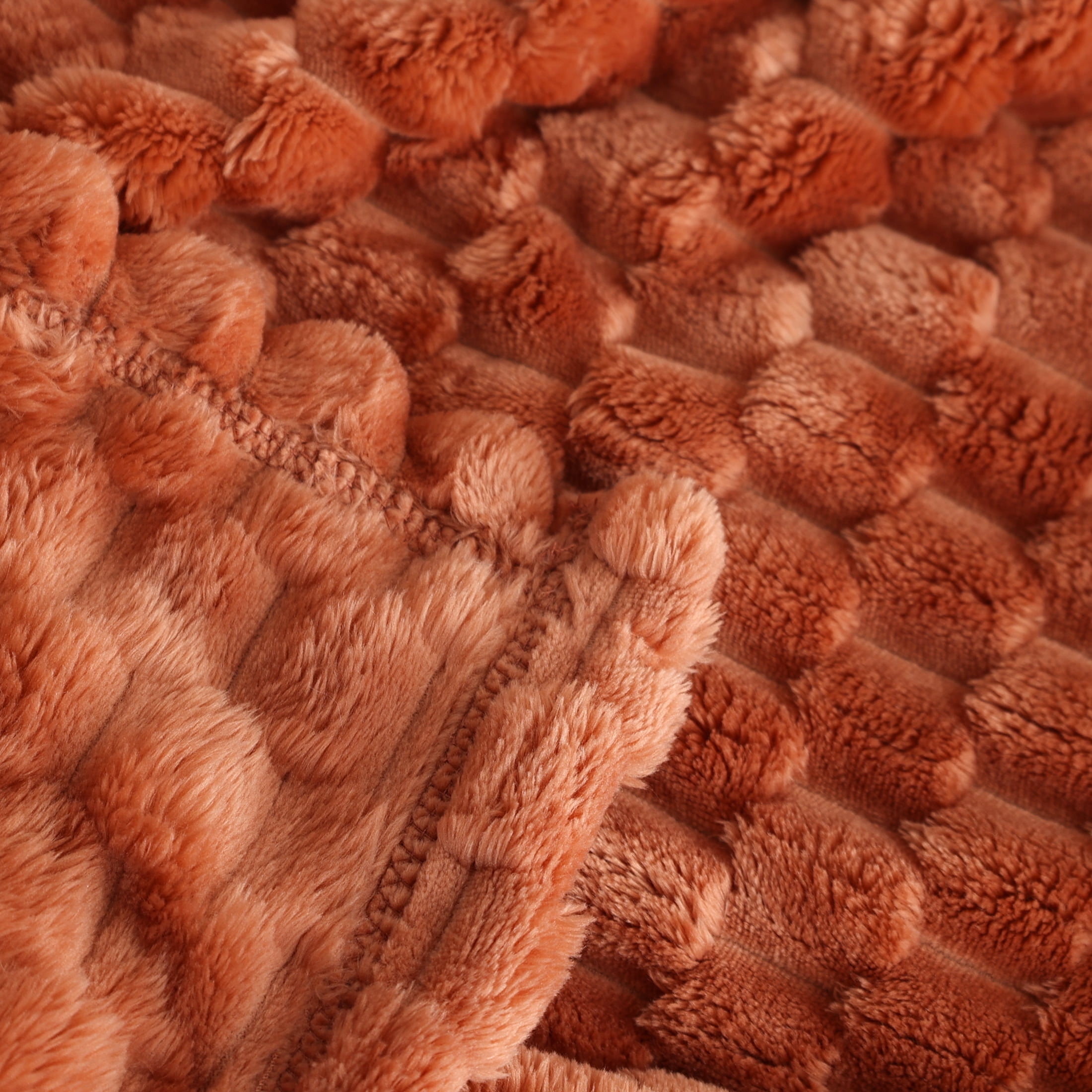 Better Home & Gardens Textured Velvet Plush Super Soft Throw Blanket, Terracotta Clay