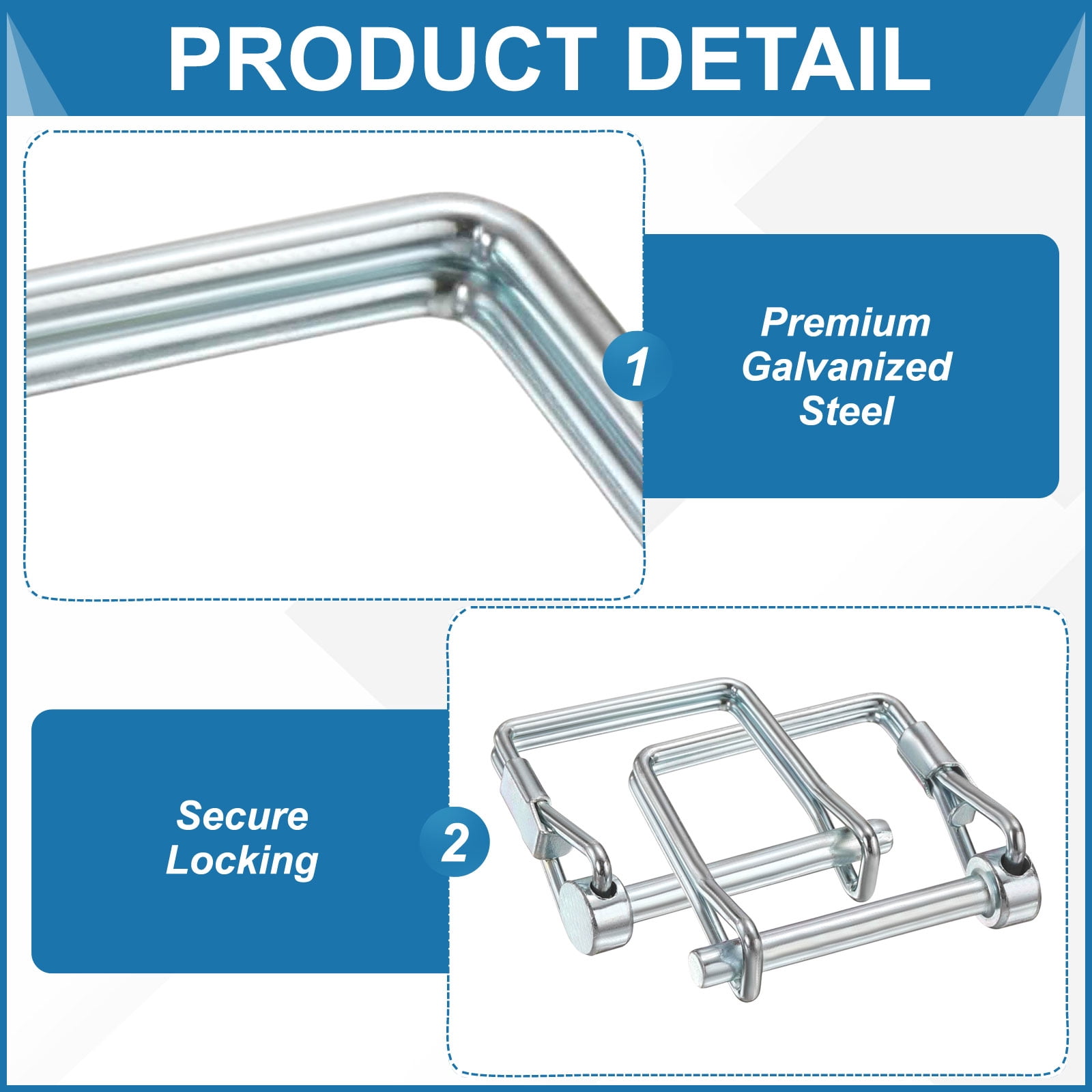 Uxcell 4Pcs Trailer Coupler Pin 1/2" x 2.6" Square Safety Wire Spring Lock Hitch Pin