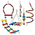 thumbnail image 2 of Natural Wood Bird Toy Set for Small Medium Birds, Parrot Cage Accessories with Swings Ladders Bells, Colorful Chew Blocks for Cage Enrichment, 2 of 5