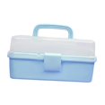 thumbnail image 2 of yuksok 3 Layer Storage Box Folding Tool Box with Handle Art Crafts Case Sewing Supplies blue, 2 of 9