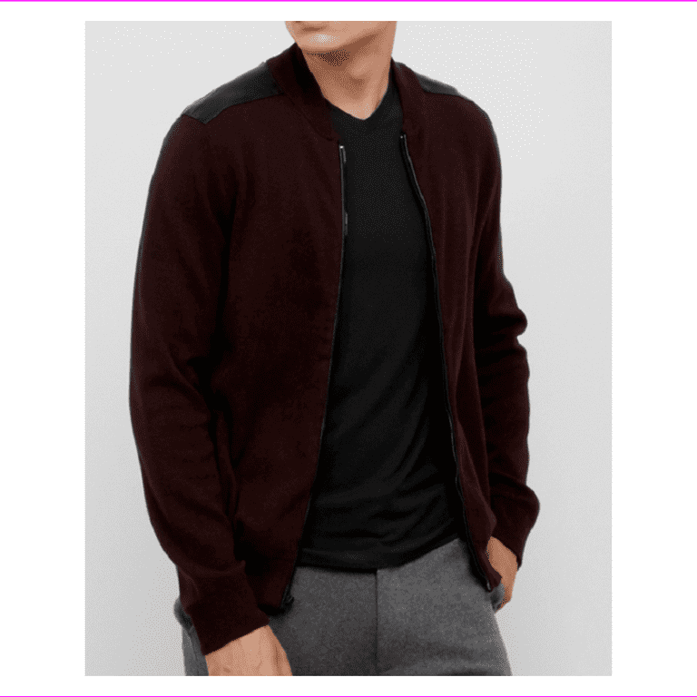 Kenneth Cole Reaction Men s Bomber Sweater Merlot Size L MSRP 89.5