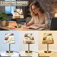 thumbnail image 3 of Modern Minimalist Cone Desk Lamp Antique Bronze Base & Linen Shade Bedside Table Lamp for Bedroom Living Room, Office, Dorm Red Panda Pattern Medium, 3 of 7