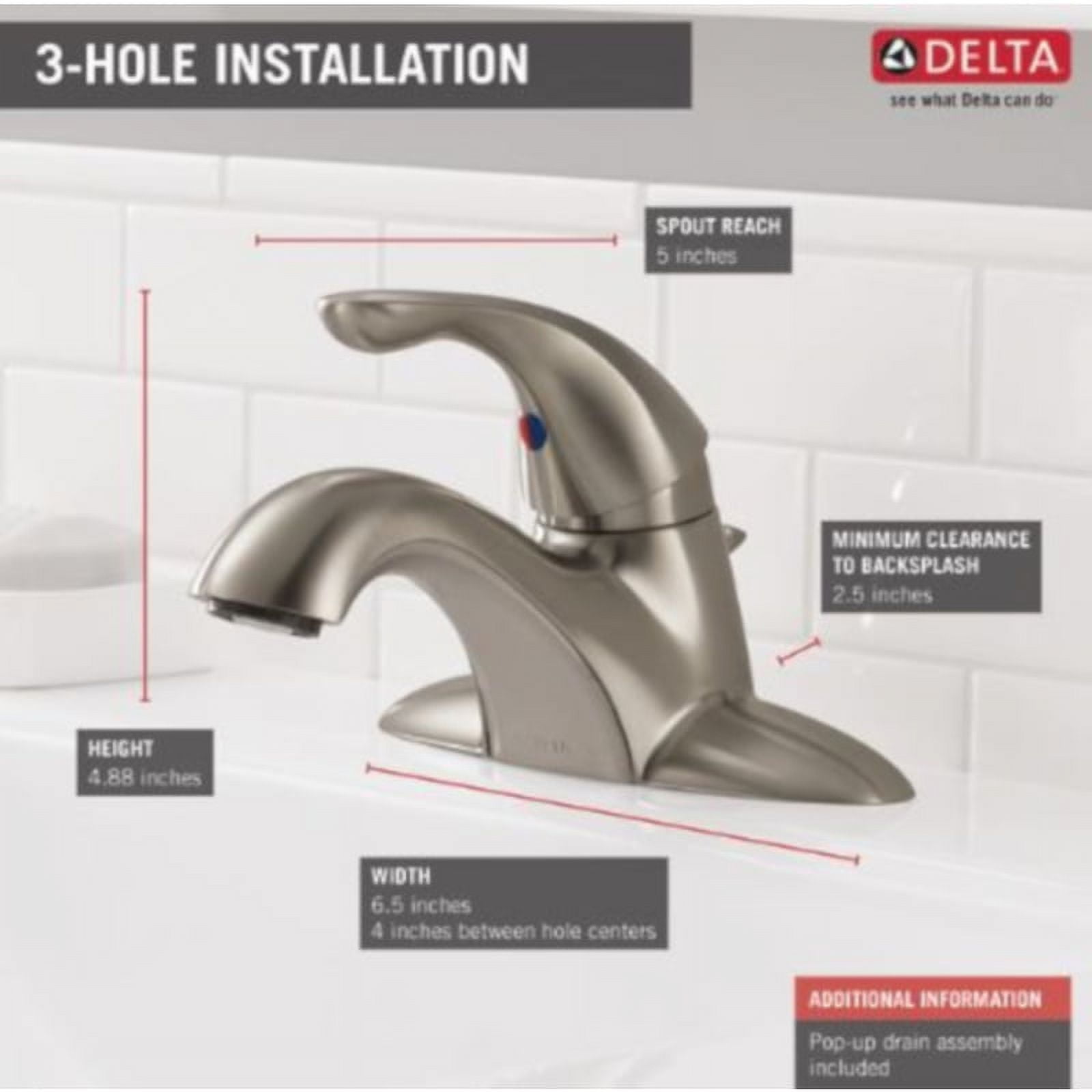 Delta Classic Stainless Steel Single Handle Lavatory Faucet 4 in.