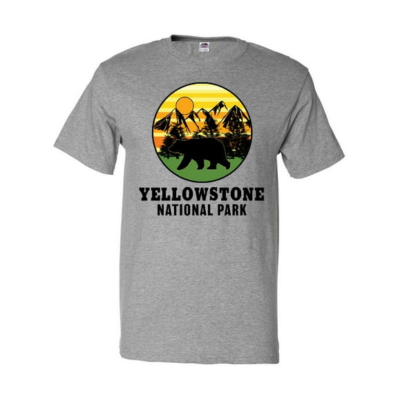 Inktastic Yellowstone National Park with Bear Mountains and Trees Cricle T-Shirt
