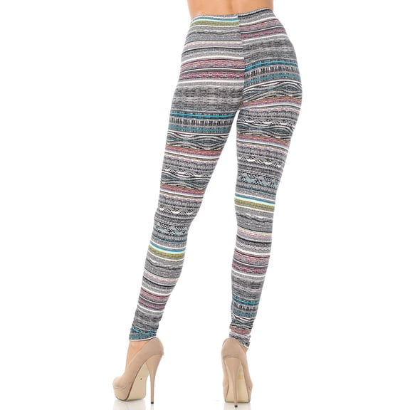 Buttery Soft Tribal Cascade Rings Plus Size Leggings (One Size Plus,Charcoal)