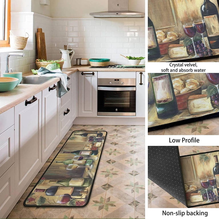Wine Kitchen Rugs, Kitchen Mat Set Of 2, Grape Kitchen Mat Wine Decor Kitchen Kitchen Wine Mats Wine Kitchen Mats Floor Vineyard Kitchen Rugs Mats Wine Th