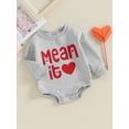 thumbnail image 3 of SUNSIOM Barboteuse Bébé Saint-Valentin Manches Longues Col Rond Imprimé Lettre Combinaison Garçon Fille, 3 of 8