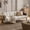 Pearl White Boucle, variant on Mopio Aaron Mid Century Modern Faux Leather Convertible Futon 77.5" (Pecan Brown)