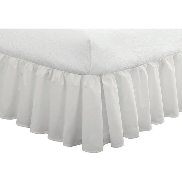 FRESH IDEAS Ideas Bedding Ruffled Bed Skirt, Classic 14†Drop Length, Gathered Styling, Queen, White FRE30114WHIT03