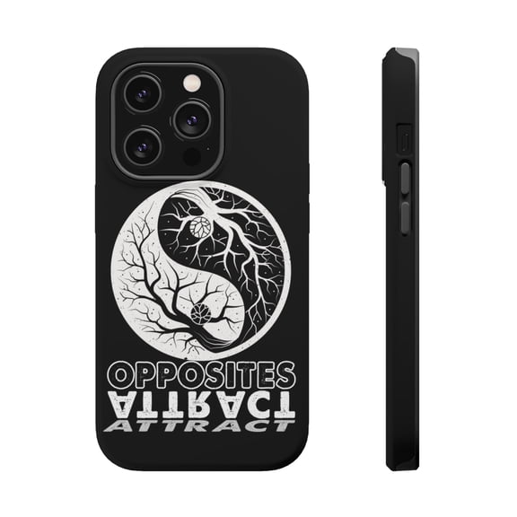 DistinctInk Tough Case for Apple iPhone 15 PRO (6.1" Screen), Compatible with MagSafe Charging - Opposites Attract