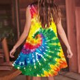 thumbnail image 5 of RQYYD Casual Dresses for Women 2024 Ruffle v Neck Loose Fit Knee Length Dresses Solid Color/Tie Dye Short Sleeve Ruched Mini Dresses, 5 of 6