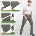 thumbnail image 5 of Hiauspor Hiking Cargo Pants for Men Convertible Zip Off with 5 Deep Pockets Elastic Waist Sage Green S, 5 of 7