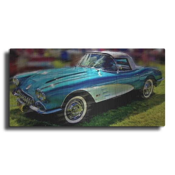 Luxe Metal Art '58 Corvette 1' by David Manlove, Metal Wall Art, 24"x12"