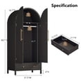 thumbnail image 3 of Ktaxon Arched Wardrobe Closet Armoire with Hanging Rod, Modern Drawer & Shelf – Elegant Black Finish Closet with Wood Handles, Farmhouse to Mid-Century Style, 3 of 8