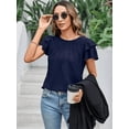 thumbnail image 5 of Women Dressy Casual Tops Business Work Blouses Summer Shirts Short Sleeve Crew Neck Outfits, 5 of 7