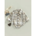 thumbnail image 3 of Baby Boy Plaid Shirt Romper 6M 12M 18M 24M Flannel Long Sleeve Oversized Tops Infant Button Down Fall Clothes, 3 of 10