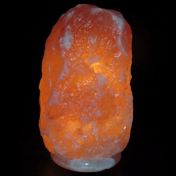 Himalayan Rock Salt Natural Crystal Lamp, 14" Tall – Soft Calm Therapeutic Light – Naturally Formed Salt Crystal Design On Onyx Marble Base – Tibetan Evaporated Rock Lamps – Dark Orange Hue