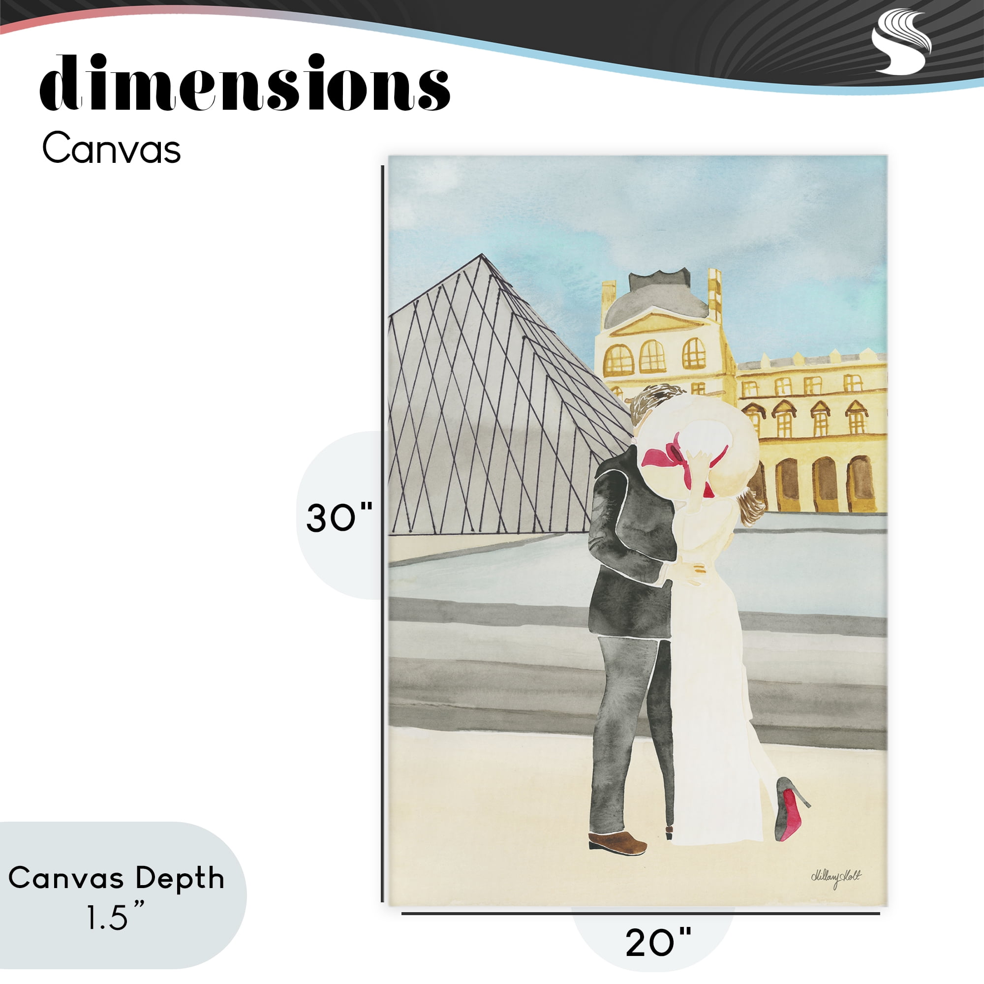 Stupell Industries Couple Embrace At The Louvre Canvas Wall Art, design by Hillary Holt