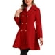 thumbnail image 4 of Abrigo largo de invierno INSPIRE CHIC para mujer, con solapa y doble botonadura, talla XS, color rojo, 4 of 6