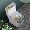 thumbnail image 2 of Yuyamidu Sunflower Toilet Cover 2 Pieces Lavender Bathroom Toilet Lid Cover Toilet Tank Cover Stretchable Toilet Seat Cover Protector Set Dust Splash Resistant Cover, 2 of 7