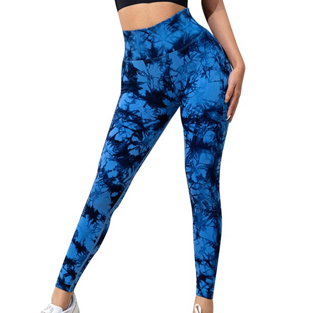 Gibobby Pantalones de Casuales Leggings de entrenamiento estampados a la para mujer Fitness deportes gimnasio correr Yoga pantalones atléticos(Azul marino, L)