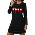 thumbnail image 3 of Aboser Christmas Nightgown for Women Long Sleeve Cotton Blend Sleepshirts Funny Wine Glass Printing Pajama Dress Casual Crew Neck Holiday Loungewear, 3 of 7