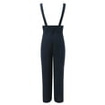 thumbnail image 4 of Women Jumpsuit Women Wide Leg Belted Waist Button Straight Trousers Loose Outwear,Navy,M, 4 of 4