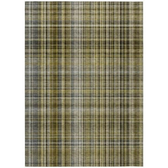 HomeRoots 561928 9 x 12 ft. Taupe Plaid Washable Non Skid Indoor Outdoor Rectangle Machine Woven Area Rug