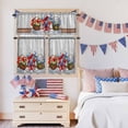 thumbnail image 5 of Independence Day Flower Kitchen Curtains Valances 3 Piece Set, Red Blue Stripe Star Bow Tie Daisy Black Plaid Wood Rod Pocket Tier Curtain Valance Drapes for Small Window 36 Inch Length for Bedroom, 5 of 9