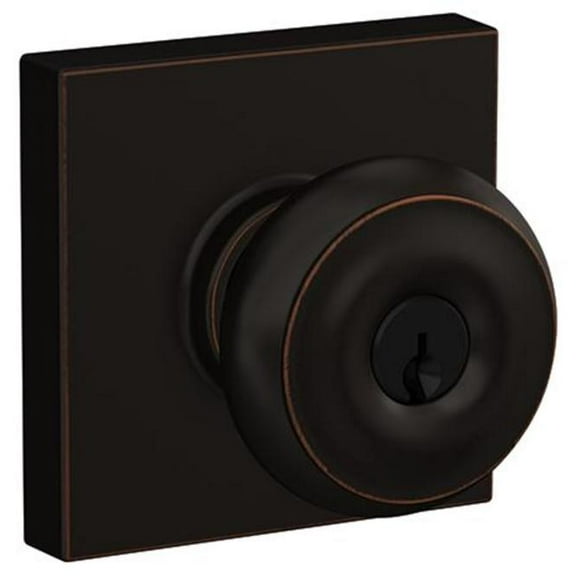 SCHLAGE F51A GEO 716 COL Georgian Knob with Collins Trim Keyed Entry Lock Aged Bronze