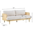 thumbnail image 3 of Christopher Knight Home Vintage 72“ Rattan 3-Seat Sofa with Solid Wood Frame, High-Rebound Cushions, Natural, 3 of 8