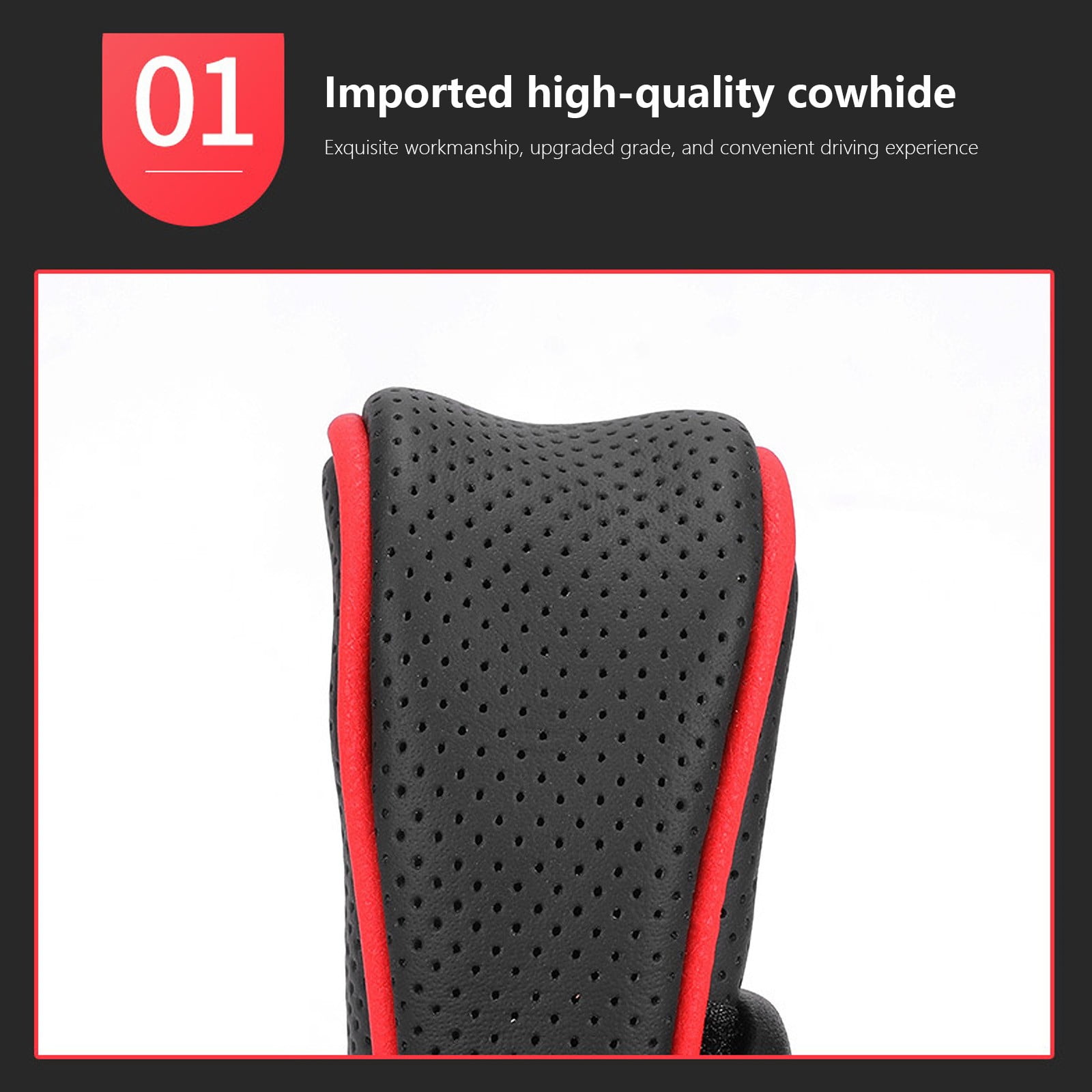 RuiJiao Universal Breathable Leather Car Gear Shift Cover - Protective Shifter Lever Case for Automatic and Manual Transmissions