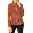 thumbnail image 3 of MODA NOVA Junior's Long Sleeve Button Down Polka Dots Shirt Caramel XL, 3 of 6
