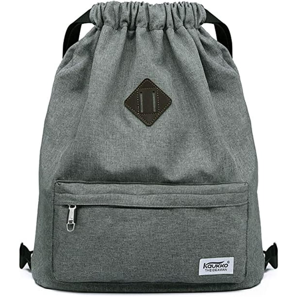 KAUKKO Cordón Deportes Mochila Gimnasio Yoga Bolsa Hombro Mochila para Hombres y Mujeres KAUKKO K1031-Lightgrey