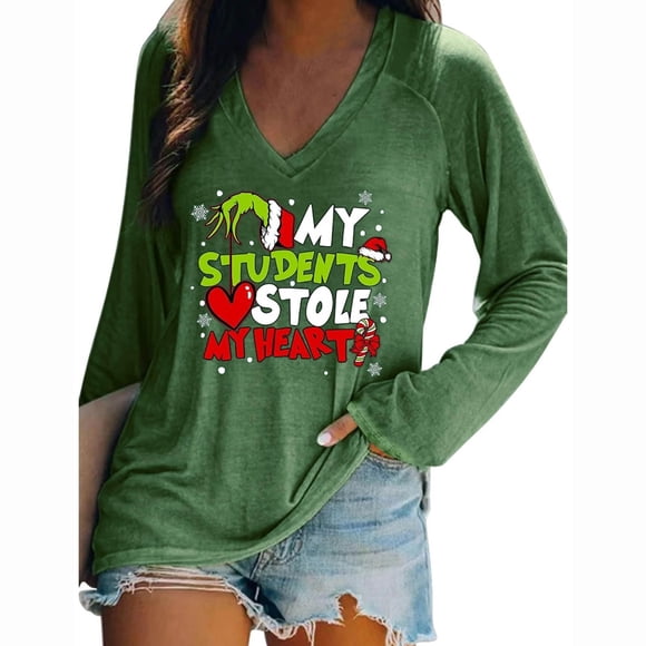 My Items Shirts for Women Women's Long Sleeve Shirts Women Fashion Casual V Neck Long Sleeve Casual Printed Shirt Blouse Tops Xl