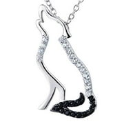 Valentine's Day Gift Birthday Gift 925 Sterling Silver Two Tone Crystal Wolf Necklace 18" Box Chain for Her or Him